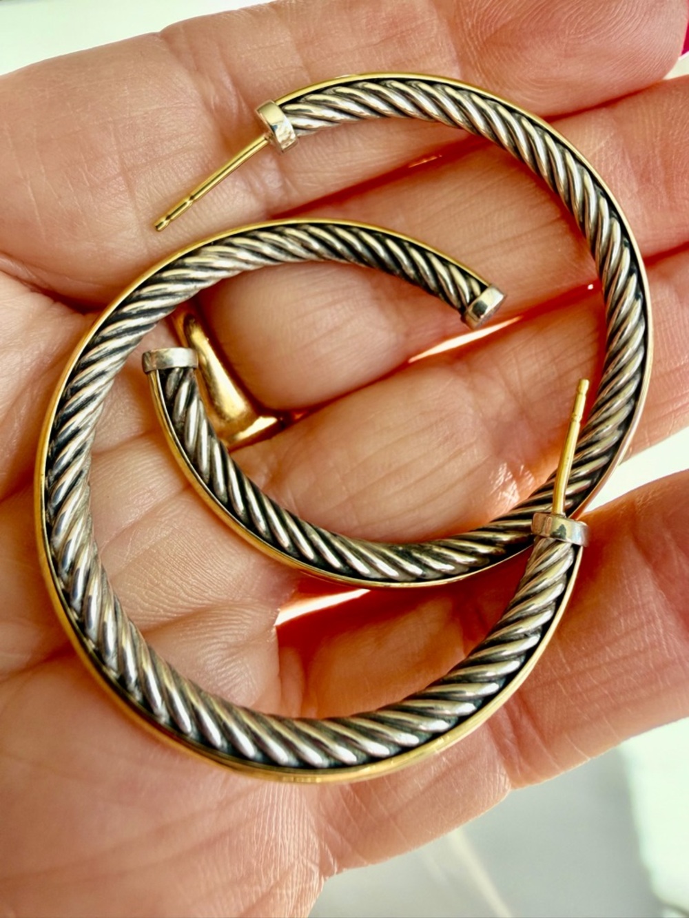David Yurman, crossover 18 karat gold and sterling earrings - Picture 1 of 7